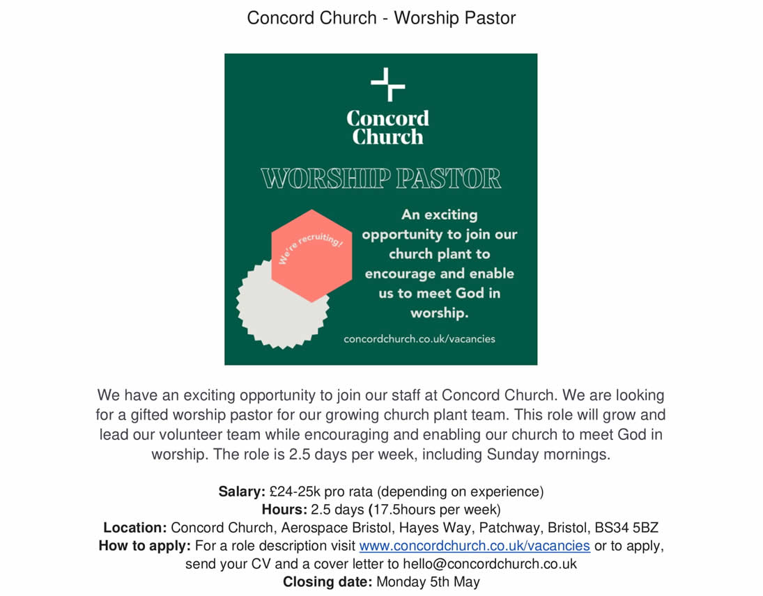 Worship Pastor advert info-1