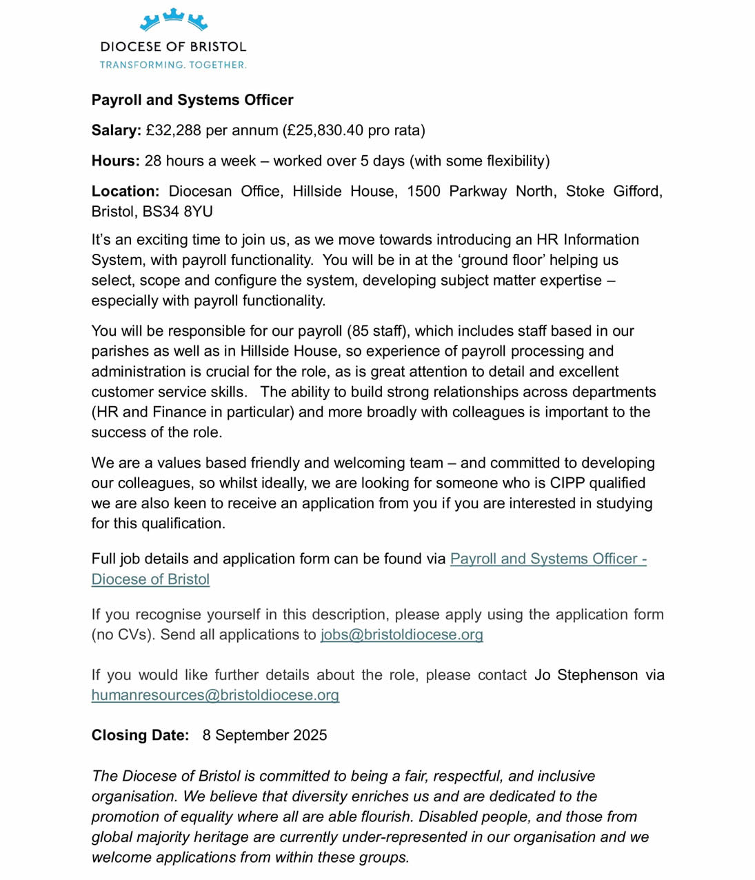 Advert Payroll and Systems Off