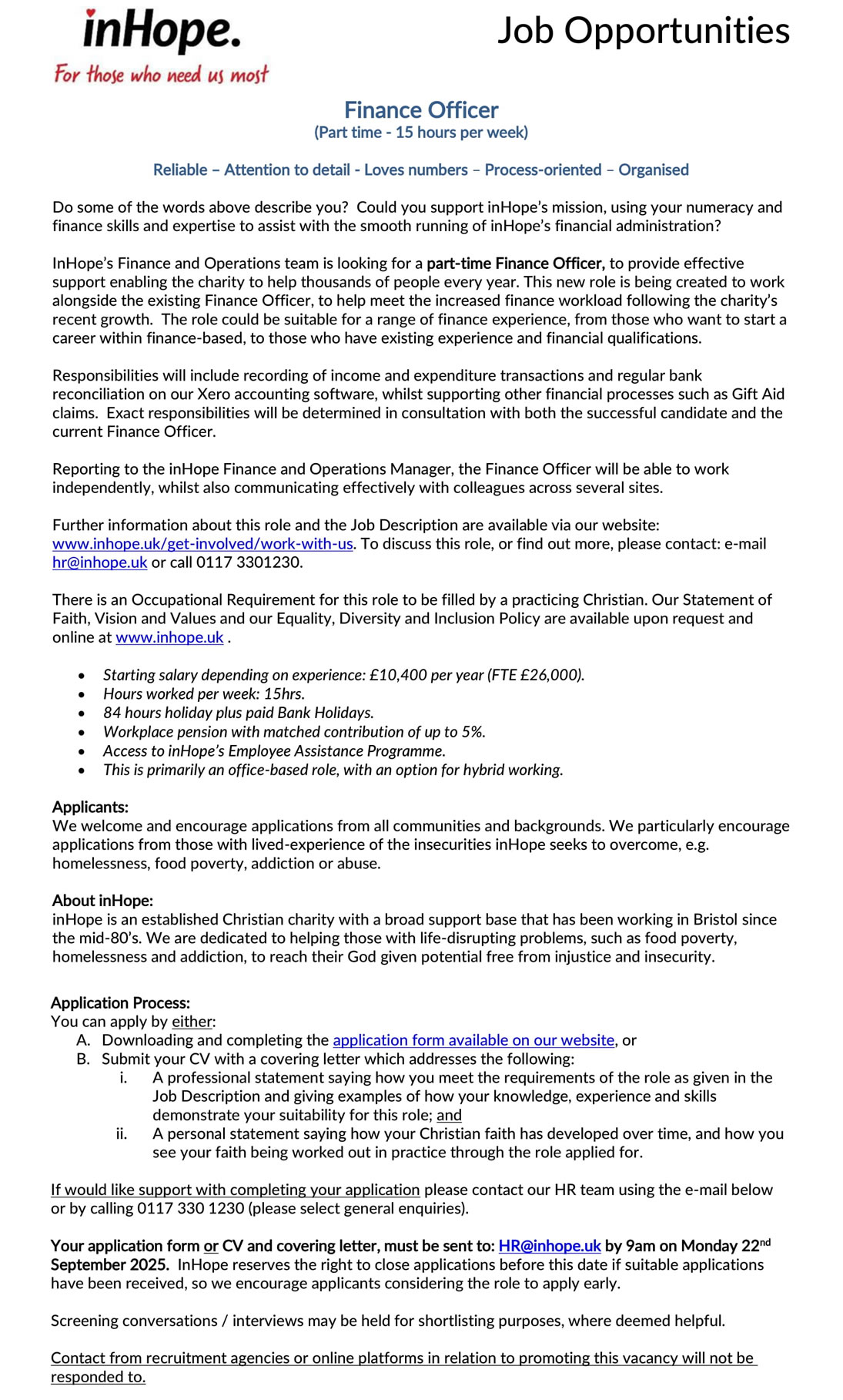 Finance Officer Advert 1 0 250