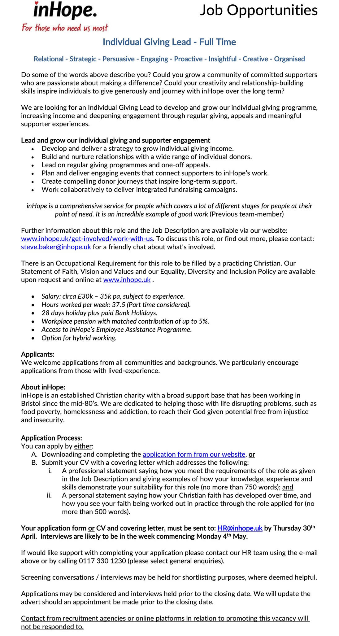 Individual Giving Lead - Adver